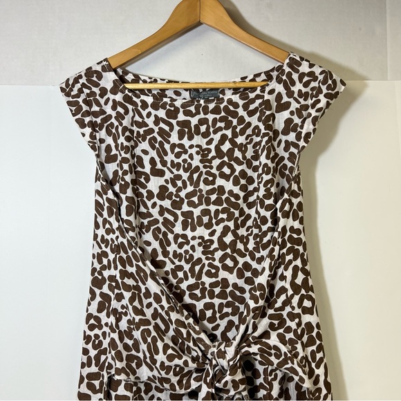 Piazza Del Tempio Anthropologie Brown Animal Print Shift Dress 100% Line… - Picture 3 of 15